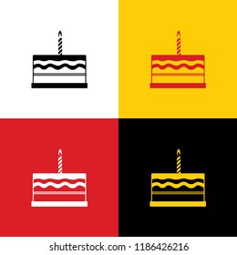 Birthday cake sign. Vector. Icons of german flag on corresponding colors as background.
