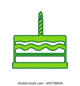 Birthday cake sign. Vector. Lemon scribble icon on white background. Isolated
