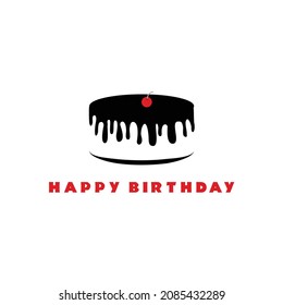 birthday cake silhouette bakery logo design vector illustration