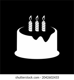 Birthday Cake Silhouette for Icon, Pictogram, Apps, Website, Art Illustration, Logo or Graphic Design Element. Vector Illustration