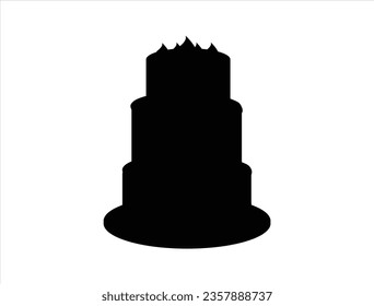 Birthday cake silhouette vector art white background