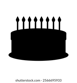 Birthday cake silhouette vector illustration on white background.
