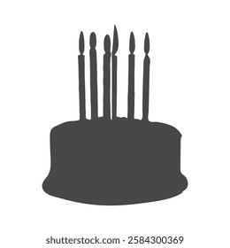 Birthday cake silhouette vector illustration on white background. 