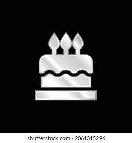 Birthday Cake silver plated metallic icon