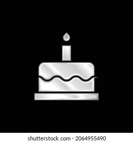 Icono metálico en plata de pastel de cumpleaños