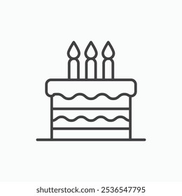 Birthday Cake simple thin like stroke vector icon.