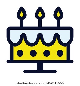Birthday Cake. Simple Vector Color Icon 