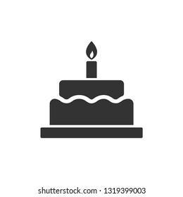 Birthday cake with single candles icon