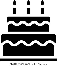 Icono de línea de vector único de pastel de cumpleaños