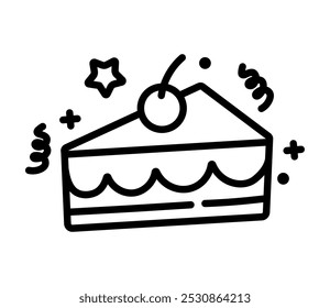 birthday cake slice with candle isolated