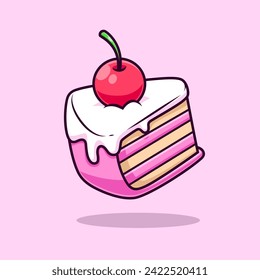 Birthday Cake Slice With Cherry Cartoon Vector Icon
Illustration. Food Object Icon Concept Isolated Premium
Vector. Flat Cartoon Style
