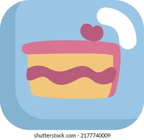 Birthday cake slice, illustration, vector on a white background.