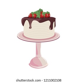 birthday cake stand on white background