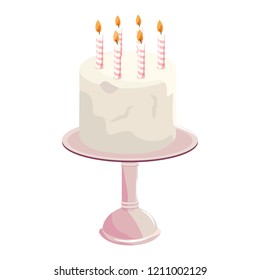 birthday cake stand on white background