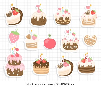 Birthday cake sticker, birthday sticker