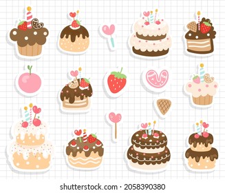 Birthday cake sticker, birthday sticker