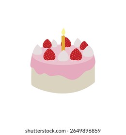 birthday cake strawberry shortcake delicious dessert food sweet emoji symbol sign icon vector illustration