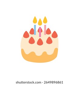 birthday cake strawberry shortcake delicious dessert food sweet emoji symbol sign icon vector illustration