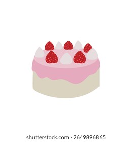 birthday cake strawberry shortcake delicious dessert food sweet emoji symbol sign icon vector illustration