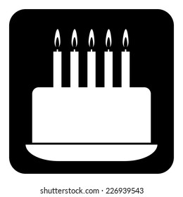 Birthday cake symbol button on white background. Vector illustration.