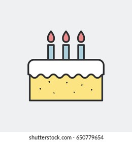 Birthday cake symbol concept. Flat and isolated vector eps illustration icon with minimal and modern design.