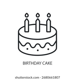 Iconos de vector de línea delgada de pastel de cumpleaños.