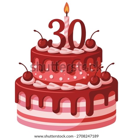 Birthday cake thirty years vector illustration isolated on white background