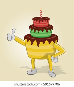 Pulgar para arriba de la torta de cumpleaños