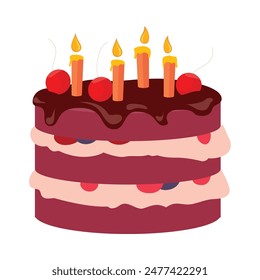 A birthday cake topped with lit candles ready for celebration.