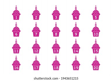 Birthday cake toppers,  cute vector illustration. Cute vector print. 