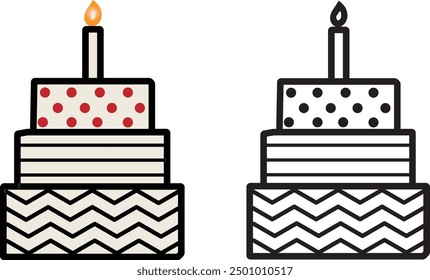 Birthday cake vector art illustration on white background