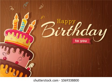 Birthday cake vector card with cake eps10