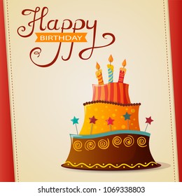 Birthday cake vector card with cake eps10