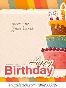 Birthday cake vector card with cake eps10