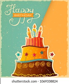 Birthday cake vector card with cake eps10