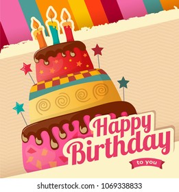 Birthday cake vector card with cake eps10