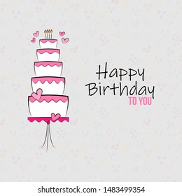 Birthday cake vector card with cake eps10