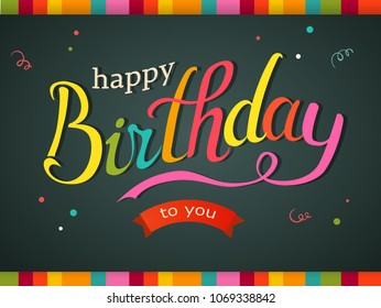 Birthday cake vector card with  lettering eps10
