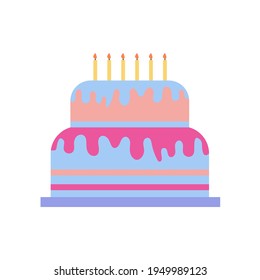 Birthday cake vector cartoon icon. Vector illustration set christmas present.