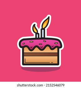 Birthday Cake Vector Cartoon Illustration 