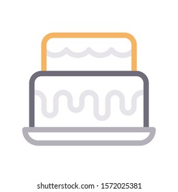 birthday cake vector color line icon 