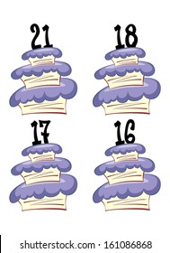 Birthday Cake Vector design with Age Candle