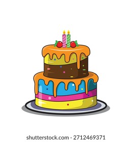 Bolo de aniversário Projeto Vetor, bolo de arco-íris