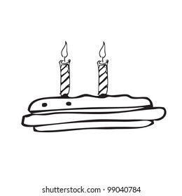 Birthday cake vector doodle