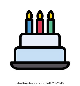 birthday cake vector flat color icon 