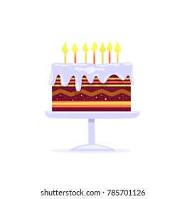 Birthday cake. Vector flat illustration.