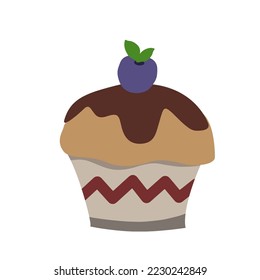 Birthday cake vector. Flat birthday cake. sweet cream pie with candles illustration. Cupcake. Delicious birthday cakes. Birthday cake vector isolated icon.