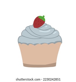 Birthday cake vector. Flat birthday cake. sweet cream pie with candles illustration. Cupcake. Delicious birthday cakes. Birthday cake vector isolated icon.