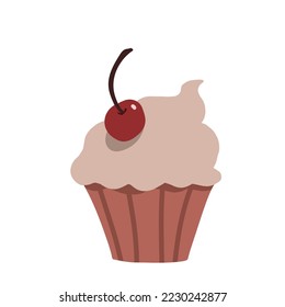 Birthday cake vector. Flat birthday cake. sweet cream pie with candles illustration. Cupcake. Delicious birthday cakes. Birthday cake vector isolated icon.