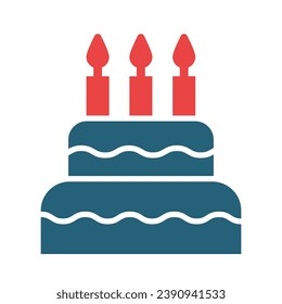 Birthday Cake Vector Glyph Two Color Icon For Personal And Commercial Use.
